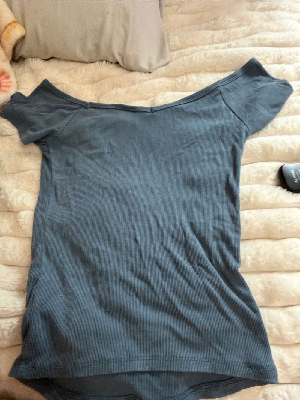wild fable Slate Blue Ribbed Short Sleeve Tee - Picture 3 of 3